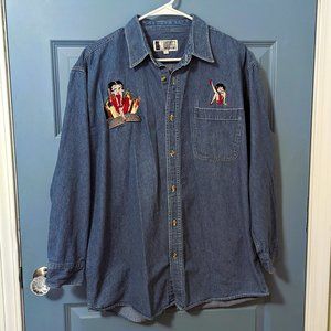 Vintage Betty Boop Denim Shirt - Infinity Fashions - Size Large 🩷